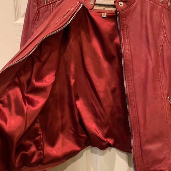 Wilson Burgundy Real Leather Moto Jacket - Picture 5 of 8